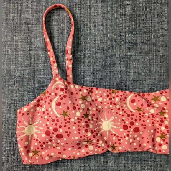 Carolina K Arianna Bikini Top Small Pink Constellation Sun Moon Stars Polka Swim - Picture 2 of 11